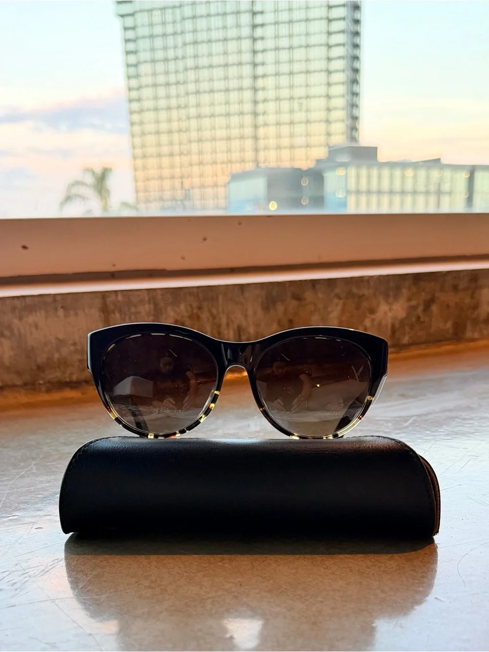 Oliver Peoples Black Cat-Eye Sunglasses with Tortoise Accents